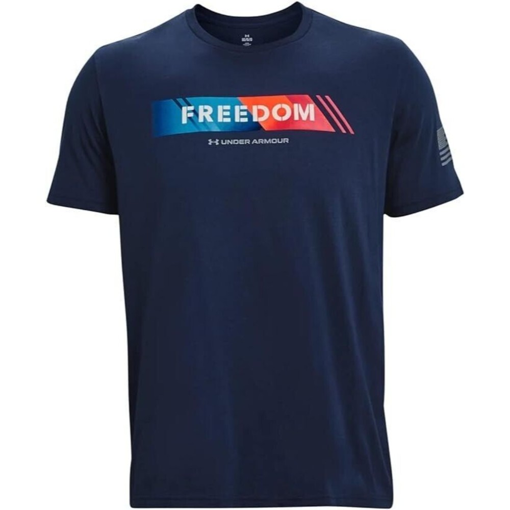 Under Armour Freedom Amp 3 T-Shirt Mens S Navy Blue Loose Short Sleeve NEW